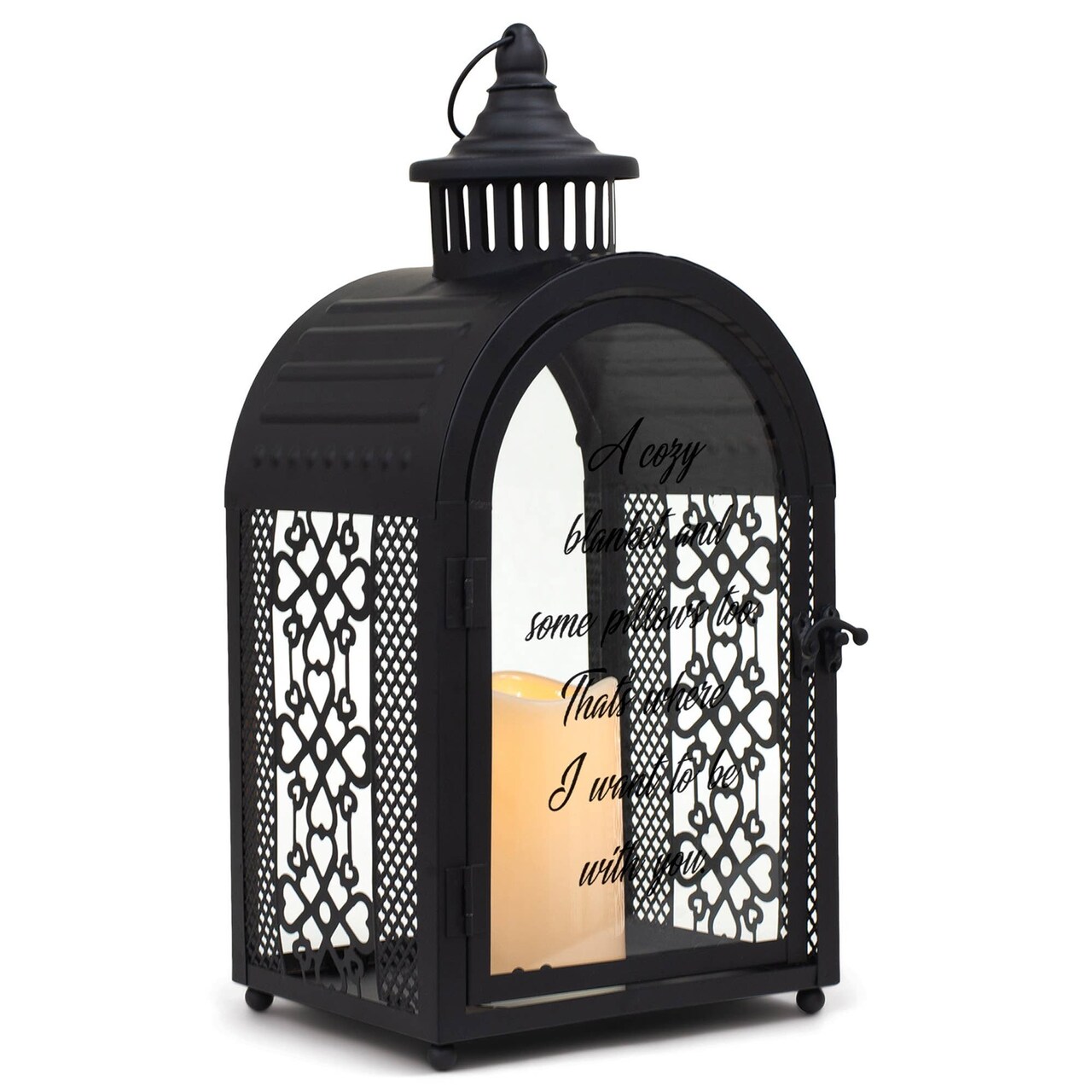 Edge Collection - 16.5" x 7.5" - Decorative Lantern with LED Candle - 1 Piece
